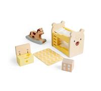 Bigjigs Toys Set per camera da letto per bambini, mobili per casa delle bambole in legno, accessori per casa delle bambole per bambini, set da gioco in miniatura con letto a castello in legno