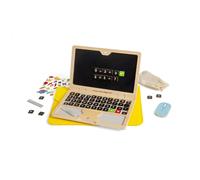 Bigjigs Toys Tech Set - 95 pezzi giocattolo in legno per computer portatile con