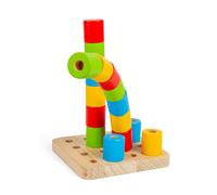 Bigjigs Toys Wobbly Peg Board - 17 giocattoli impilabili in legno, attività di a
