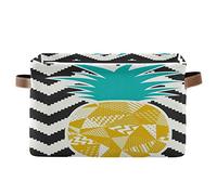 BIGJOKE - Cesto portaoggetti a forma di ananas tropicale, con stampa a zigzag