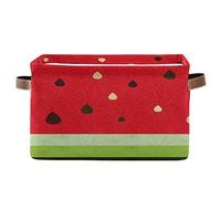 BIGJOKE - Cesto portaoggetti a forma di anguria, a forma di cubo, per riporre giocattoli, vestiti, pieghevole, con manici, in tessuto, per mensola, casa, armadio e ufficio