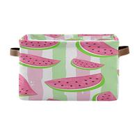 BIGJOKE - Cesto portaoggetti a forma di anguria, a forma di cubo, pieghevole, con manici, in tessuto, per mensola, casa, armadio e ufficio