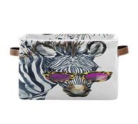 BIGJOKE - Cesto portaoggetti a forma di cubo con motivo acquerello con zebre africane, pieghevole, con manici, cestino in tessuto, per la casa, l’armadio e l’ufficio