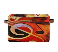 BIGJOKE - Cesto portaoggetti a forma di cubo per riporre le note musicali, pieghevole, con manici, in tessuto, per mensole, armadietto e ufficio