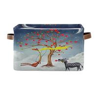 BIGJOKE - Cesto portaoggetti a forma di giraffa africana con stampa zebrata, per riporre giocattoli, vestiti, cestello pieghevole con manici, cestino in tessuto, per mensola, casa, armadio e ufficio