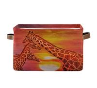 BIGJOKE - Cesto portaoggetti a forma di giraffa africana con tramonto e cubo portaoggetti, pieghevole, con manici, cestino in tessuto, per la casa, l’armadio e l’ufficio