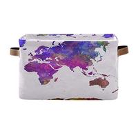 BIGJOKE - Cesto portaoggetti a forma di mappa del mondo antico, per riporre giocattoli, cestello pieghevole con manici, in tessuto, per mensola, casa, armadio e ufficio