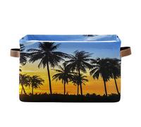 BIGJOKE - Cesto portaoggetti, a forma di palme di cocco, colorato, a forma di cubo, per riporre i giocattoli, cestino, pieghevole, con manici, cestino in tessuto, per mensola, casa, armadio e ufficio