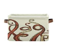 BIGJOKE - Cesto portaoggetti a forma di polipo rosso oceano, pieghevole, con manici, cestino portaoggetti in tessuto, per la casa, l’armadio e l’ufficio