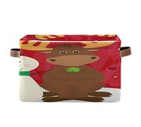 BIGJOKE - Cesto portaoggetti, a forma di pupazzo di neve, a forma di cervo, pieghevole, con manici, in tessuto, per mensola, casa, armadio e ufficio