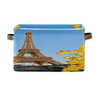 BIGJOKE - Cesto portaoggetti a forma di torre Eiffel, a forma di fiume Parigi, pieghevole, con manici, in tessuto, per mensole per la casa, l’armadio e l’ufficio