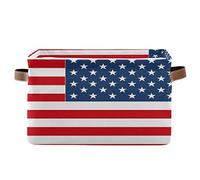 BIGJOKE - Cesto portaoggetti con bandiera americana americana, per riporre giocattoli, cestino per vestiti, pieghevole, con manici, in tessuto, per mensola, casa, armadio e ufficio