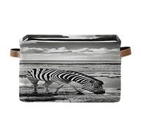 BIGJOKE - Cesto portaoggetti, motivo zebrato africano, pieghevole, con manici, cestino portaoggetti in tessuto, per la casa, l’armadio e l’ufficio