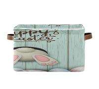 BIGJOKE - Cesto portaoggetti per uova di coniglietto pasquale, contenitore per giocattoli, cestello pieghevole con manici, in tessuto, per mensola, casa, armadio e ufficio