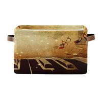 BIGJOKE Muisc - Cesto portaoggetti per pianoforte, a forma di cubo per giocattoli, cestello pieghevole con manici, cestino in tessuto, per mensola, casa, armadio e ufficio