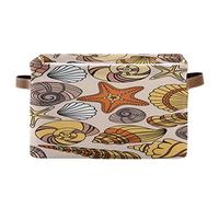 BIGJOKE Ocean Beach Seashell - Cesto portaoggetti a forma di cubo, pieghevole, con manici, in tessuto, per la casa, l'armadio e l'ufficio