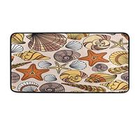 BIGJOKE Ocean Beach Seashell Tribal tappetino da cucina, antiscivolo, in gomma, comodo zerbino per cucina, bagno, decorazione domestica, 99,1 x 50,8 cm