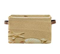 BIGJOKE Ocean Beach Starfish Sea Shells Cesto contenitore per giocattoli, cestino pieghevole con manici, cestino portaoggetti in tessuto, per la casa, l'armadio e l'ufficio