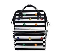 BIGJOKE Zaino per pannolini geometrico a pois a righe multifunzione, grande capacità, borsa fasciatoio con cerniera casual elegante zaino da viaggio per mamma papà Baby Care