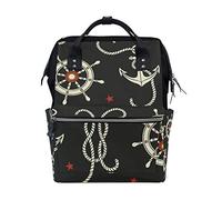BIGJOKE Zaino per pannolini Oceano Mare Ancora Stelle Modello Multifunzione Grande Capacità Borsa Cambio Baby Bag Casual Elegante Zaino da Viaggio per Mamma Papà Baby Care