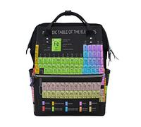 BIGJOKE Zaino per pannolini Tabella periodica degli Elementi Educazione Multifunzione Grande Capacità Borsa per il cambio del Bambino Casual Elegante Zaino da Viaggio per Mamma Papà Baby Care