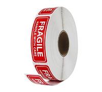 BIGKASI 1200 Pezzi Adesivi Fragile,Care Fragile Adesivi Etichetta di Avvertenza Rossa Fragile Etichetta Adesivi di Cura per Traslochi a Casa,Ufficio (3 x 1 pollice)