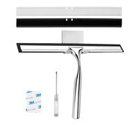 Bigkego Estrattore doccia in acciaio inox, 25 cm, con 2 estrattori in gomma di ricambio e ganci autoadesivi da parete per bagno, piastrelle, finestre, specchio auto