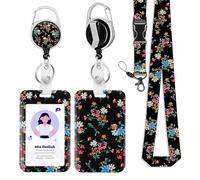 BigKego Porta badge con nastro ID Card Holder con rotella retrattile a moschettone, cordino rimovibile, portachiavi per studenti, insegnanti, infermiere