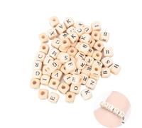 BigKing 100 PCS di Alfabeto in Legno Naturale, Perle di Alfabeto in Legno ABC Puzzle, per Incoraggiare la creatività e l'ortografia dei Bambini/Gioielli Fai-da-Te/Bracciali/Collane/Portachiavi