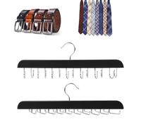 BigKing 2 Pack Classico Appendino Cravatta e Cintura, Gancio a L e Gancio a U, Legno, Acciaio Inossidabile, Nero, Portacravatte da Armadio per Salvaspazio per Sciarpe, Scialle, Cintura, Cravatta