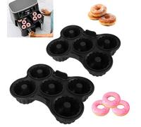 BigKing 2PZ Stampo per Ciambelline Silicone, 5 Scomparti con Fiore Forme, Nero, Senza BPA, Resiste a Temperature da -40°f a 446°f, Stampo Donuts, Per Cottura di Donuts, Muffin, Biscotti