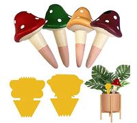 BigKing 4 Pezzi Irrigazione a Goccia per Vasi in Terracotta, Irrigatori per Vasi Automatica a Forma di Fungo, Irrigazione Piante Vacanza con 10 Accessori da Giardino, per Piante da Interno ed Esterno