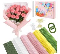 BigKing 500PZ Scovolini Colorati per Lavoretti, con Steli di Fiori, Stami, Stick di Colla a Caldo da 19cm, Nastro da 118", Nastro Adesivo, per Artigianato DIY Decorazione di Progetti Artistici