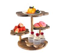 BigKing Alzata per Dolci, Alzate 4 Piani per Buffet in Legno, Supporto per Cupcake, Usato Come Fruttiera a Piani O Vassoio, Forma Del Fiore, per Feste, Matrimoni, Sagre, tè Pomeridiano
