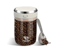 BigKing Barattolo Ermetico per Caffè Con Coperchio, Conservabile Sotto Vuoto e Record di Tempo, Con Cucchiaio in Acciaio Inox, Contenitore Ermetico per Caffè in Grani in Vetro Borosilicato (1100ml)