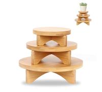 BigKing Base in Bambù Legno - Set Di Supporto per Piante in Bambù Legno, 3 Misure Piedistallo Rotondo Massello, Staccabili e Combinabili, Per Bonsai, Libri, Decorazione di Ornamenti (4,5/6/7,6 Inch)