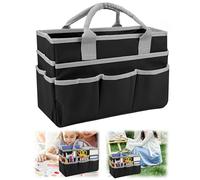 BigKing Borsa Tote Organizer per Artisti, In Tessuto Oxford, Con Tasche Multiple, Organizer Borsa a Mano per Cancelleria Libri da Disegno Notebook Pennelli (Nessuna Copertura) (Nero Grigio)