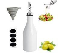 BigKing Bottiglia di olio, Dispenser di olio d'oliva, Bottiglia di olio in ceramica da 300 ml, Bottiglia di olio con ugello a gravità, Etichetta adesiva, Bottiglie per aceto Olio d'oliva