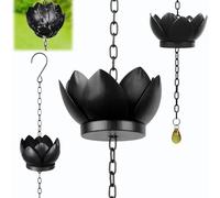 BigKing Catena per Acqua Piovana Loto Nero, 50,39in Catena Antipioggia Sospesa per Il Drenaggio dell'Acqua, Catena per Grondaia, Deviatore per Acqua Piovana Esterna, Eaves Drainage