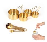 BigKing Cucchiaio Dosatore da 9 Pezzi, Acciaio Inossidabile Misurini Cucina, Grammi Misurino, Cucchiai Dosatori, Tazza Misurino, Set di Misurini e Cucchiai Dosatori per Cucina, Forno, Bevande (Oro)