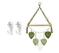 BigKing Mensole da appendere in macramè, Scaffali, Mensola per piante da appendere, in corda di legno, decorazione da parete, espositore per appendere piante foto, set di 2 con ganci