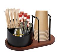 BigKing Organizzatore di Bicchieri di Carta per Caffè, Con 2 Scomparti, Multifunzionale Porta Accessori per Caffè per Bicchieri, Bustine di Zucchero, Accessori Bar (Nero)