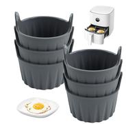 BigKing Pirottini per friggitrice ad aria, 6 stampi in silicone per friggitrice ad aria, stampi riutilizzabili per friggitrice ad aria (grigio)