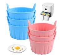 BigKing Pirottini per Friggitrice ad Aria, 6 Stampi in Silicone Riutilizzabili (Blu e Rosa)