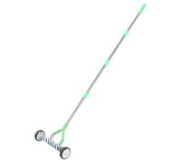 BigKing Rastrello da giardino, Rastrello a rotelle con manico lungo e guanti, Rack per scarificatore in acciaio al carbonio, robusto, per rimuovere l'erba totem, allentare il terreno, raccogliere