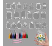 BigKing Set di 80 Segnalibri Trasparente per Fiori Secchi(Non Contiene Fiori Secchi), Con 40 Nappe, 2 Pinzette e Perforatore, Bella Segnalibri Trasparenti Fai Da Te Etichette di Pagina Personalizzate