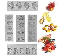 BigKing Stampo in Silicone Foglie Forma Torta, 5 Motivi Foglie e Rami Corallo, Adatto per Zucchero, Fondente, Sapone, Silicone Alimentare, Facile da Usare, Grigio