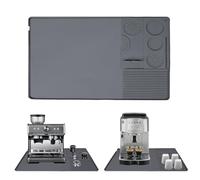 BigKing Tappetino Caffe 2-in-1, Tappetino in Silicone Macchina Caffe da 60×40cm Con Tappeto Porta-Pressino per Caffè da 25×20cm, Tappeti per Caffè Espresso, Resistenza al Calore 220℃ (Grigio)