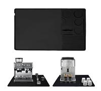 BigKing Tappetino Caffe 2-in-1, Tappetino in Silicone Macchina Caffe da 60×40cm Con Tappeto Porta-Pressino per Caffè da 25×20cm, Tappeti per Caffè Espresso, Resistenza al Calore 220℃ (Nero)
