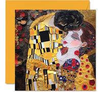 Biglietti artistici classici donne e uomini il bacio di Gustav Klimt famoso biglietto di compleanno mamma papà fratello sorella nonno 145mm con pittura classica tradizionale